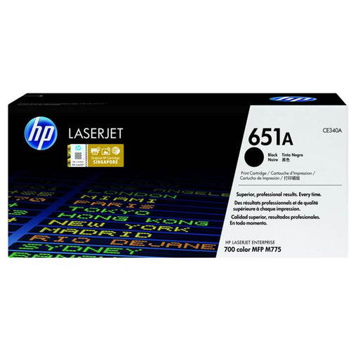 CE340A - Black HP LaserJet Toner Cartridge (HP 651A)