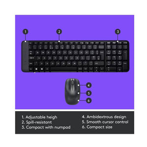 Logitech MK220 Compact Wireless Keyboard and Mouse Combo