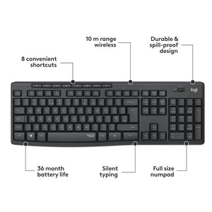 Logitech MK295 Silent Wireless Mouse & Keyboard Combo with SilentTouch Technology