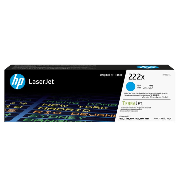 W2221X - Cyan High Yield HP Laser Jet Toner Cartridge - (HP 222X)