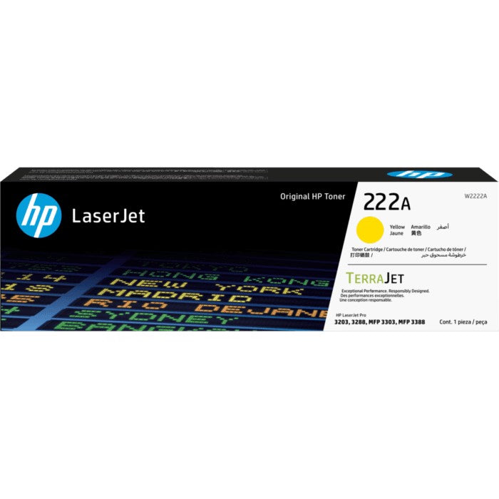 W2222A - Yellow HP Laser Jet Toner Cartridge - (HP 222A)