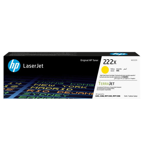 W2222X - Yellow High Yield HP Laser Jet Toner Cartridge - (HP 222X)