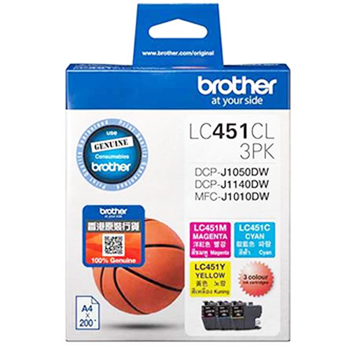 Brother Inkjet Cartridge LC451CL 3PK (1 Set of Cyan, Magenta and Yellow)