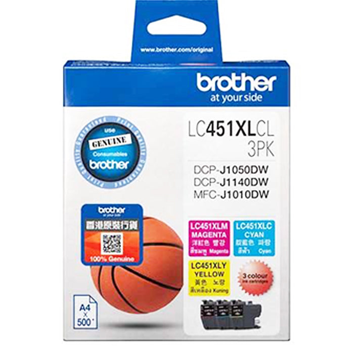 Brother Inkjet Cartridge LC451XLCL 3PK (1 Set of Cyan, Magenta and Yellow)
