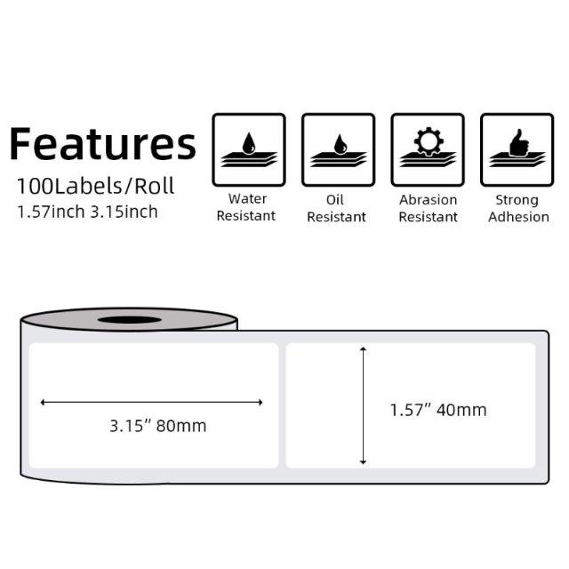 Multi-Purpose Square Self-Adhesive Label- 40x80mm Compatible for Printeet M110