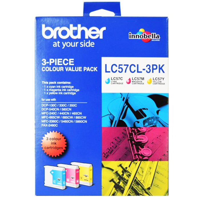 Brother Inkjet Cartridge LC57CL 3PK (1 Set of Cyan, Magenta, and Yellow)