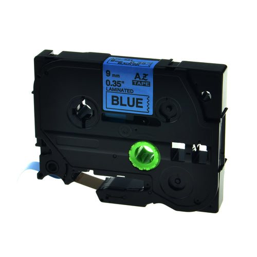 Aze-521 Strong Adhesive Laminated Label Tape - Black on Blue 9mm