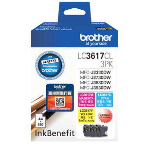 Brother Inkjet Cartridge LC3617CL 3PK (1 Set of Cyan, Magenta and Yellow)