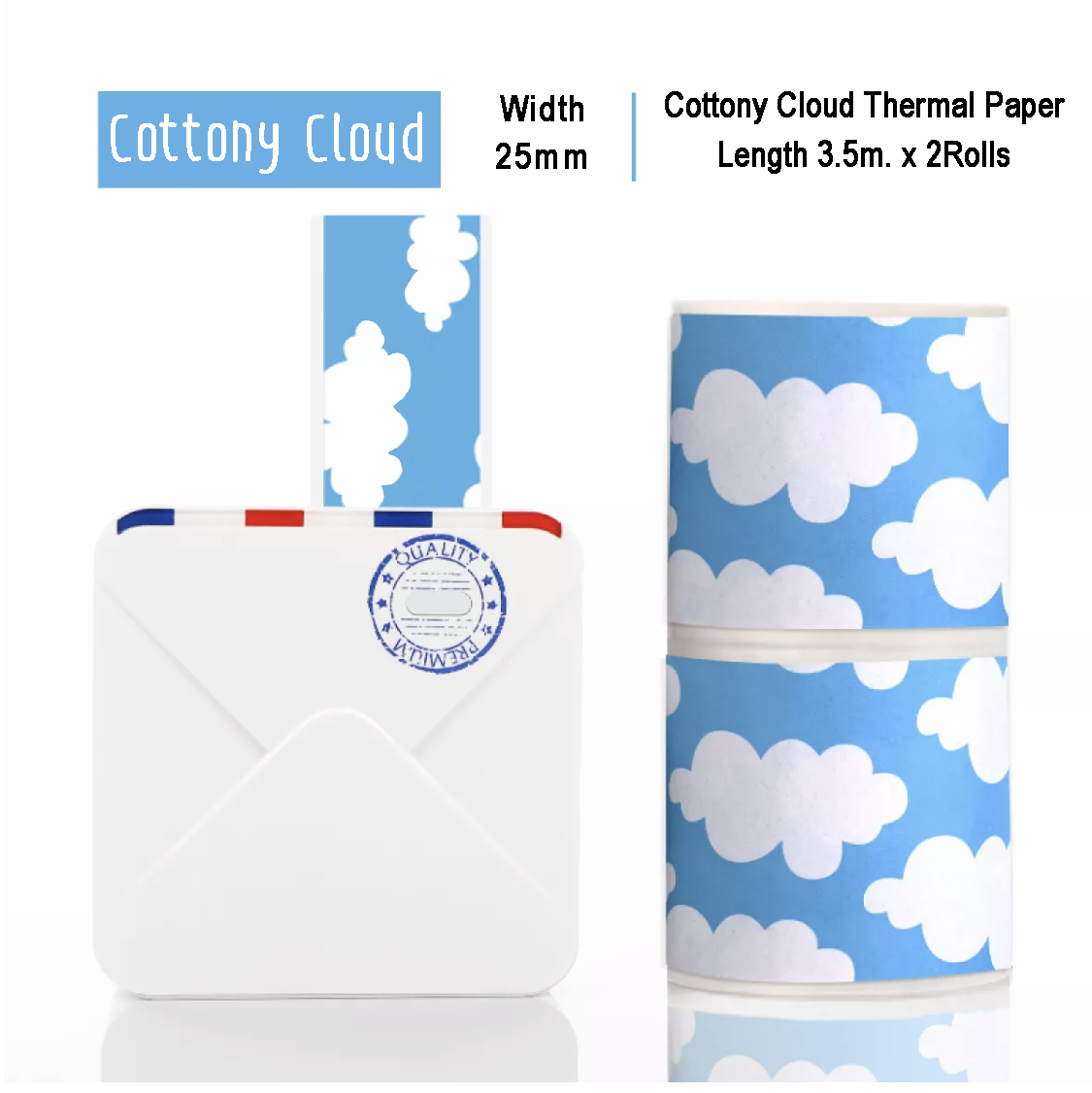 Cotton Cloud Sticker Thermal Paper | 25mm.
