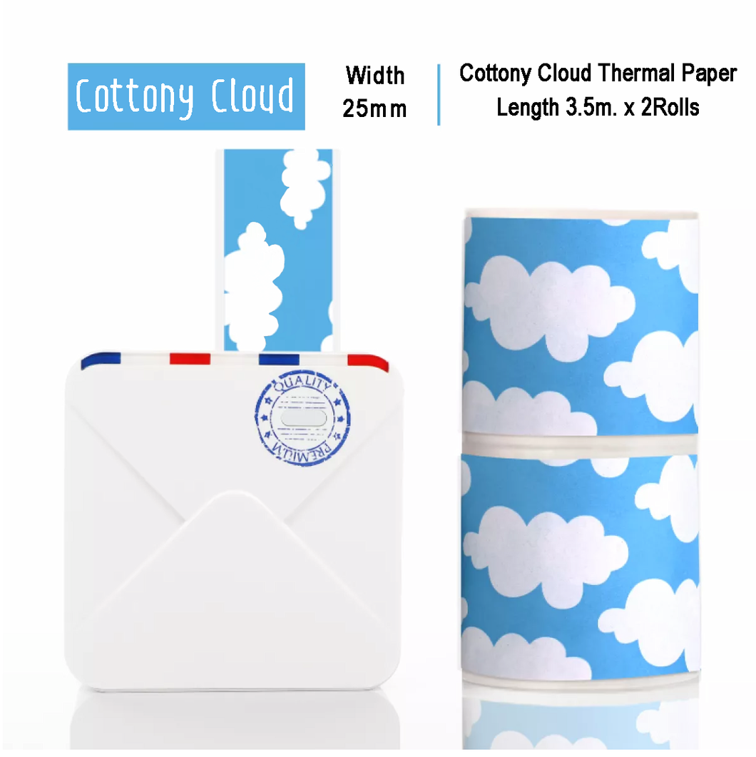 Cotton Cloud Sticker Thermal Paper | 25mm.