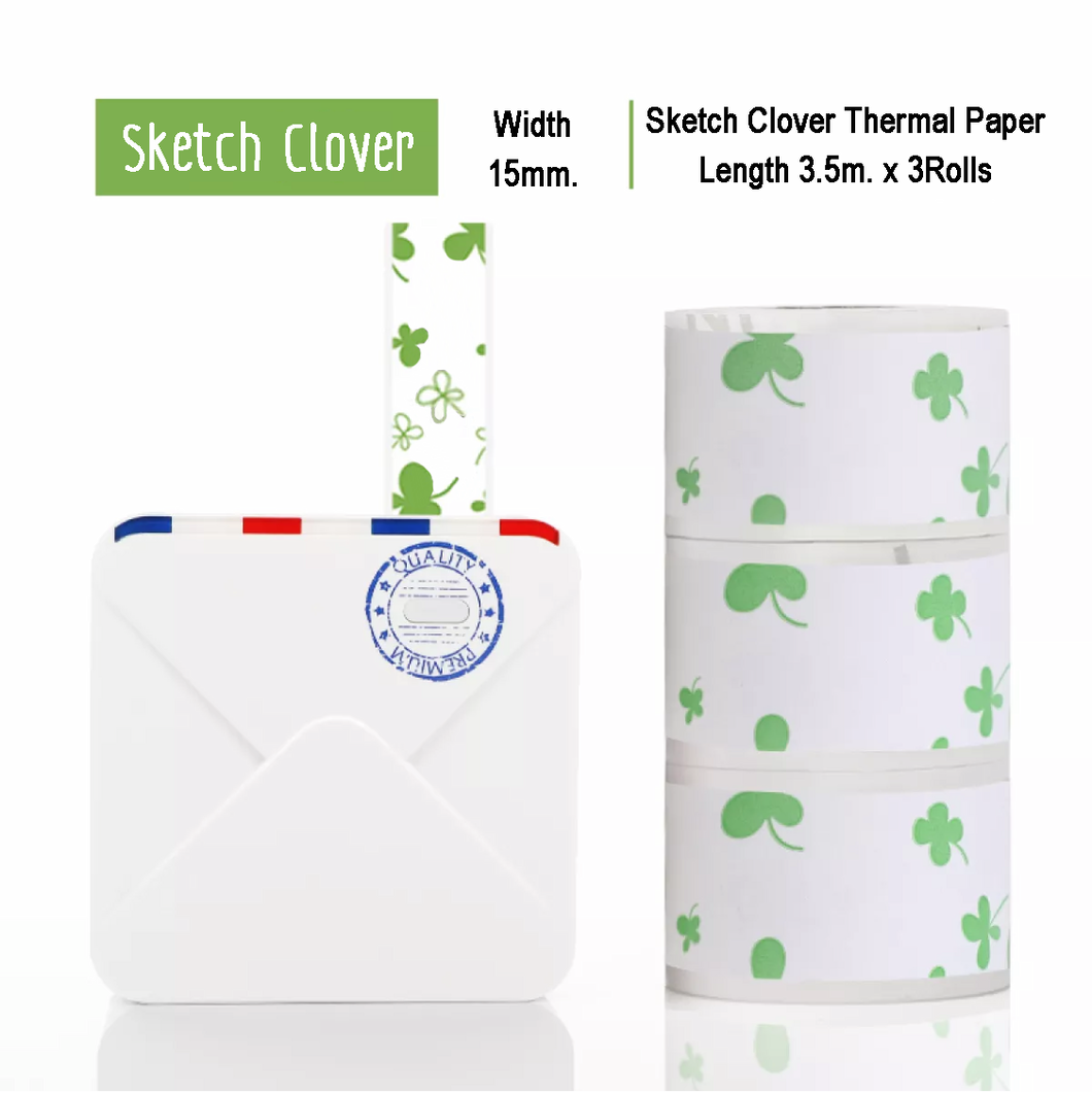 Sketch Clover Sticker Thermal Paper | 15mm.