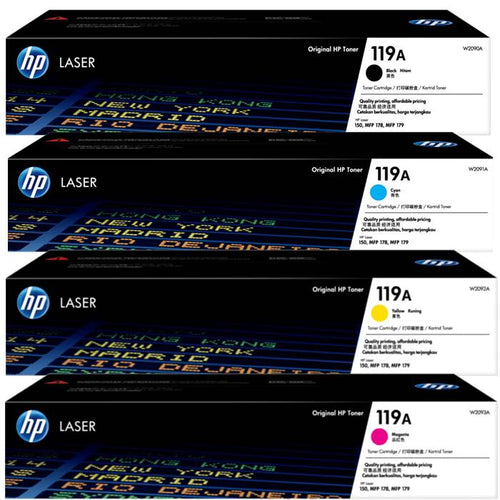HP 119A - Black Cyan Magenta Yellow HP LaserJet Toner Cartridges