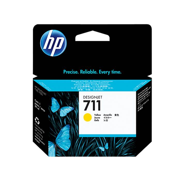 Original HP CZ132A - HP 711 29-ml DesignJet Ink Cartridge (Yellow)  For use in :  HP DesignJet T120 HP DesignJet T520 ePrinter series Print Cartridge Volume : 29 ml  Cartridge Color: Yellow  Print Technology: Ink  Cartridge Capacity: Standard Capacity Cartridges