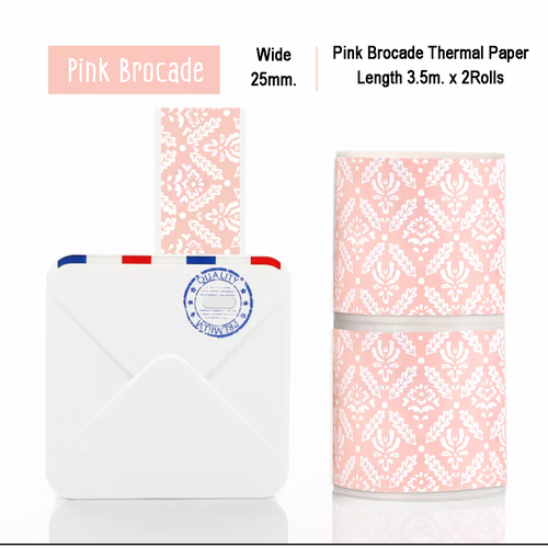 Pink Brocade Sticker Thermal Paper | 25mm.