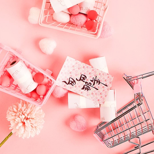 Sakura Pattern Black Character on Stickers Thermal Paper